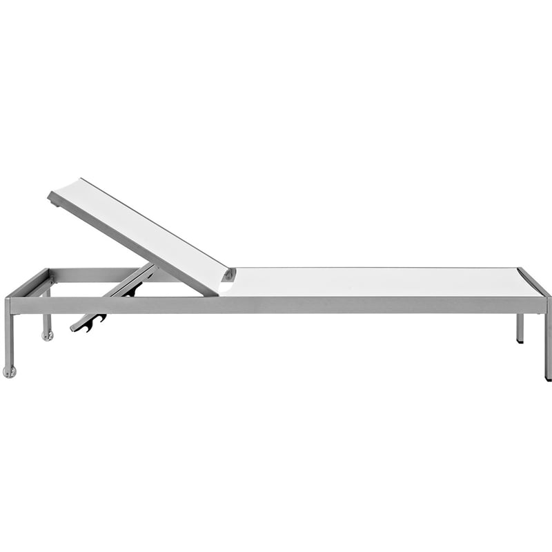 Pemberly Row Modern Aluminum Patio Chaise Lounge Set in Silver/White (Set of 6)