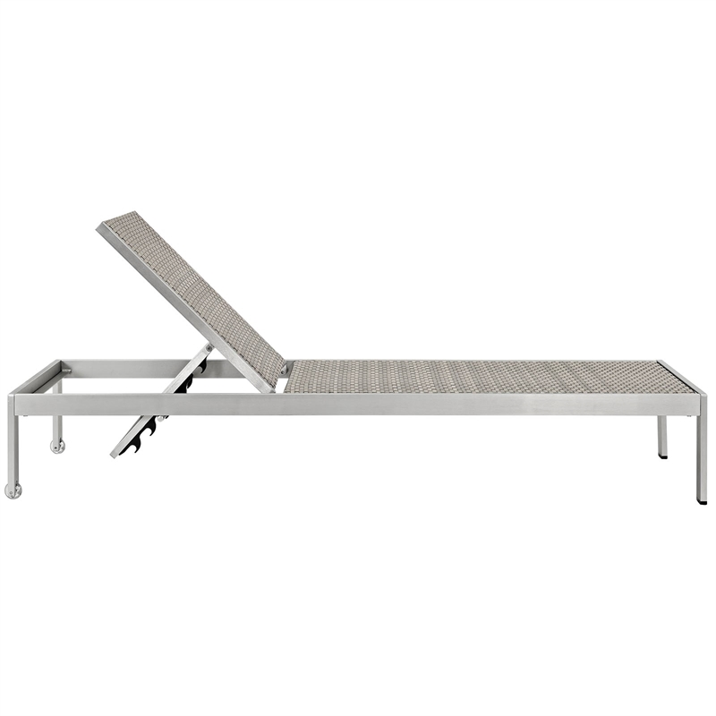 Pemberly Row Modern Aluminum Patio Chaise Lounge Set in Gray/Silver (Set of 2)