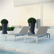 Pemberly Row Modern Aluminum Patio Chaise Lounge Set in Gray/Silver (Set of 2)