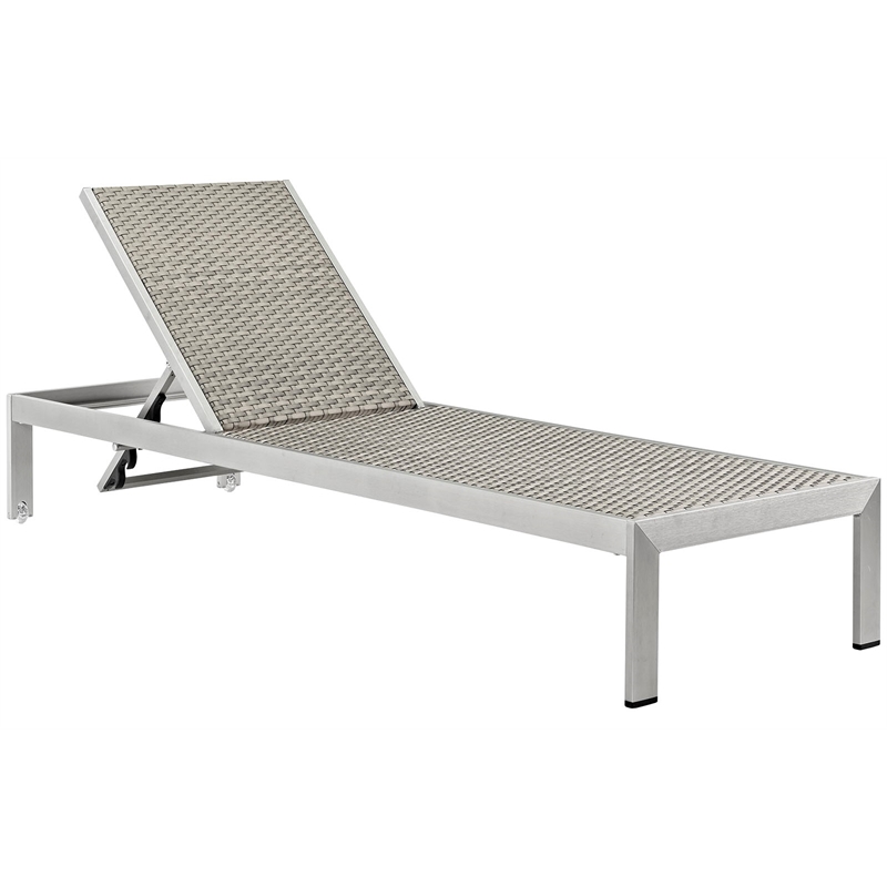 Pemberly Row Modern Aluminum Patio Chaise Lounge Set in Gray/Silver (Set of 6)