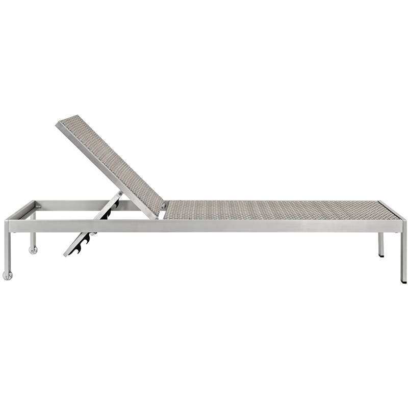 Pemberly Row Modern Aluminum Patio Chaise Lounge Set in Gray/Silver (Set of 6)