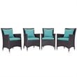Pemberly Row  Patio Dining Chair in Espresso and Turquoise (Set of 4)