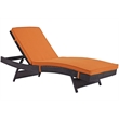 Pemberly Row Modern Rattan Outdoor Chaise in Espresso/Orange (Set of 6)