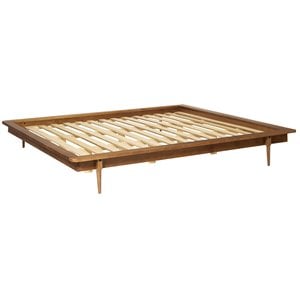 Pemberly Row Mid-Century Solid Wood King Platform Bed in Caramel