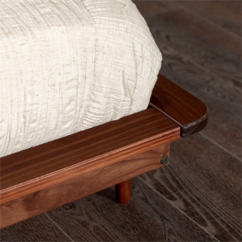Pemberly Row Mid-Century Solid Wood King Platform Bed in Walnut