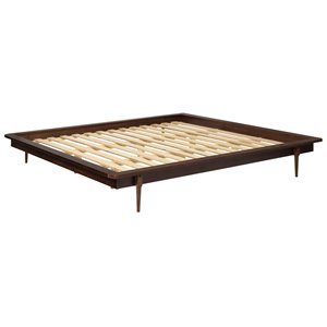 Pemberly Row Mid-Century Solid Wood King Platform Bed in Walnut