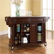 Pemberly Row Traditional Wood/Stainless Steel Kitchen Cart in Mahogany