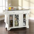 Pemberly Row Black Granite Top Kitchen Island in White