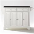 Pemberly Row Black Granite Top Kitchen Island in White