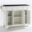 Pemberly Row Black Granite Top Kitchen Island in White