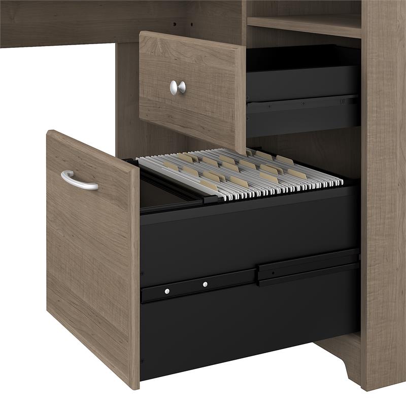 Pemberly Row Furniture 60W L Shaped Computer Desk in Ash Gray