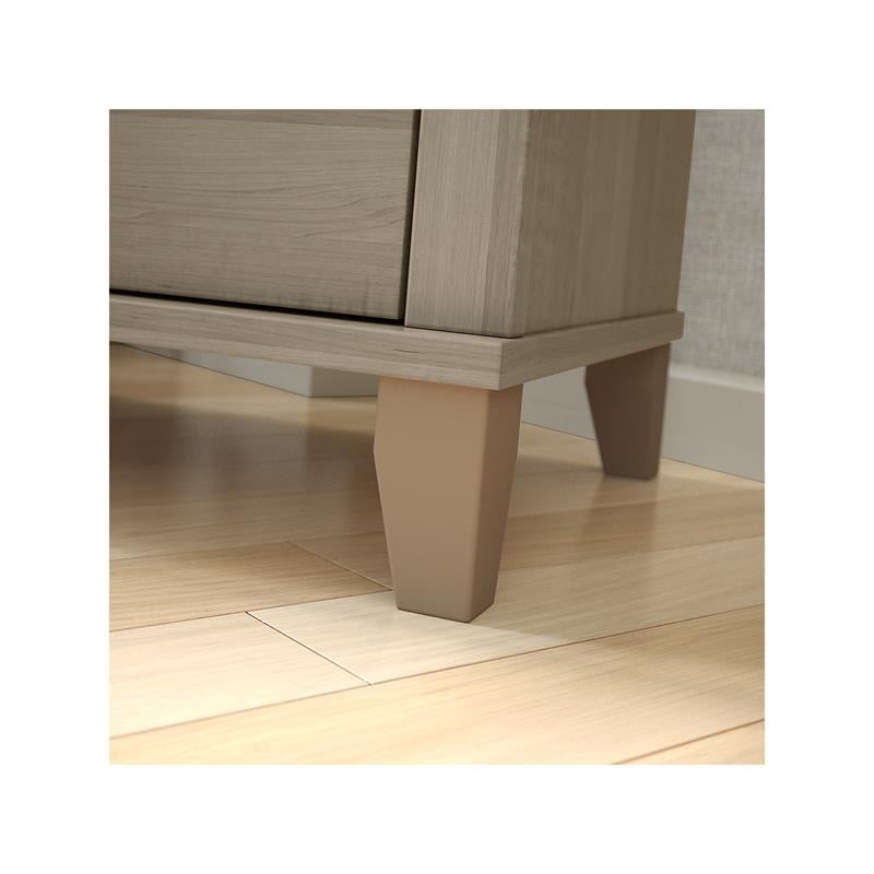 Pemberly Row Transitional Wood Chest of Drawers in Ash Gray/Satin Nickel