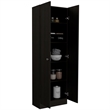 Pemberly Row 2-Door Modern Engineered Wood Multi Storage Pantry Cabinet in Black