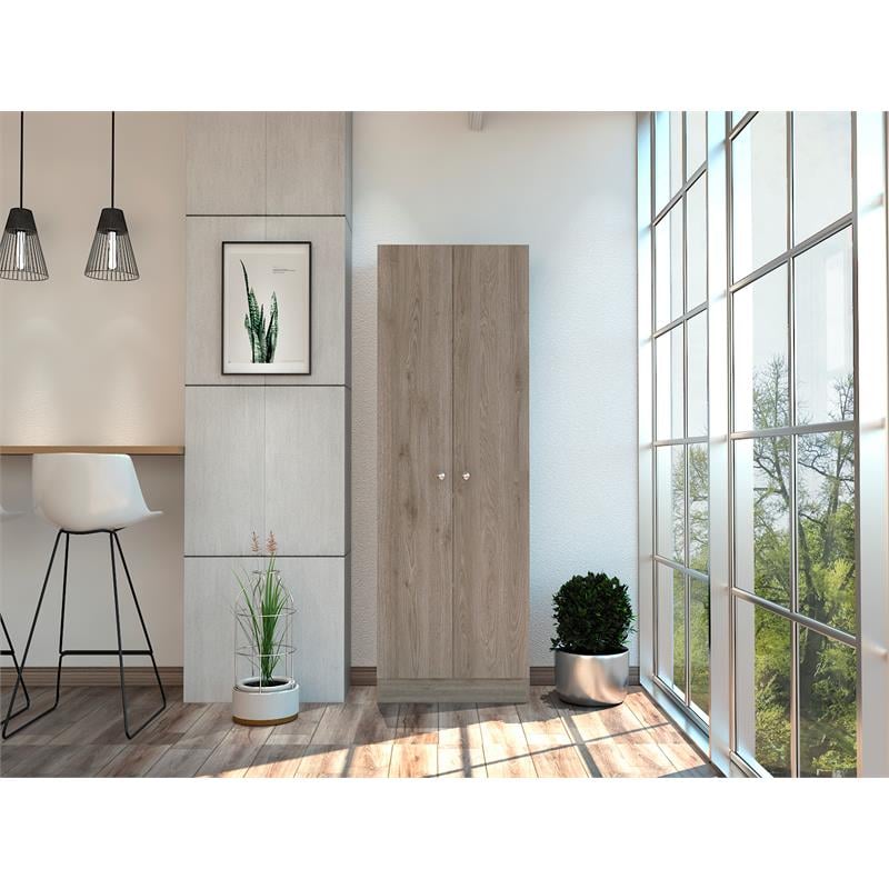 Pemberly Row 2-Door Modern Engineered Wood Multistorage Pantry Cabinet in Gray