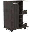 Pemberly Row Bar Cart Cabinet with 6-Cubbies and 2-Shelves in Espresso