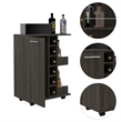 Pemberly Row Bar Cart Cabinet with 6-Cubbies and 2-Shelves in Espresso