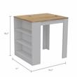 Pemberly Row Modern Engineered Wood Kitchen Island in Light Oak/White