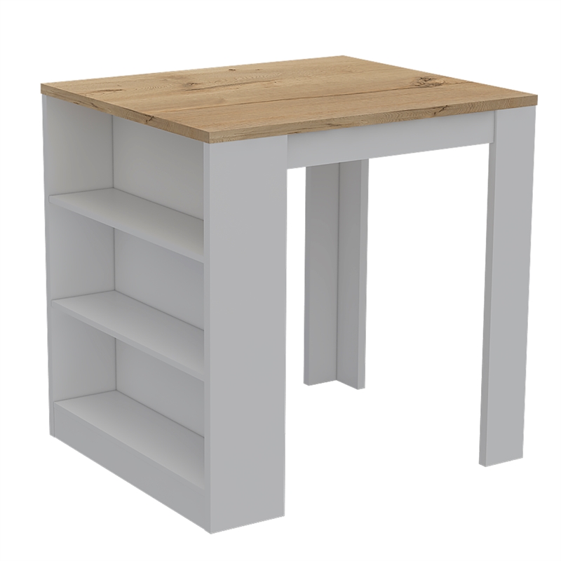 Pemberly Row Modern Engineered Wood Kitchen Island in Light Oak/White