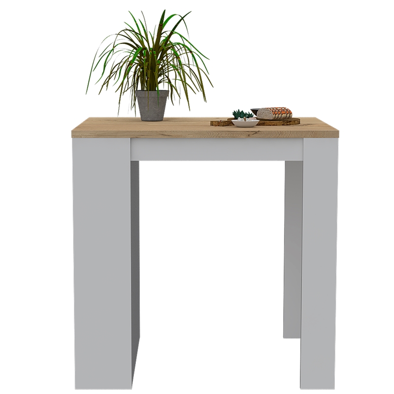 Pemberly Row Modern Engineered Wood Kitchen Island in Light Oak/White