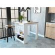 Pemberly Row Modern Engineered Wood Kitchen Island in Light Oak/White