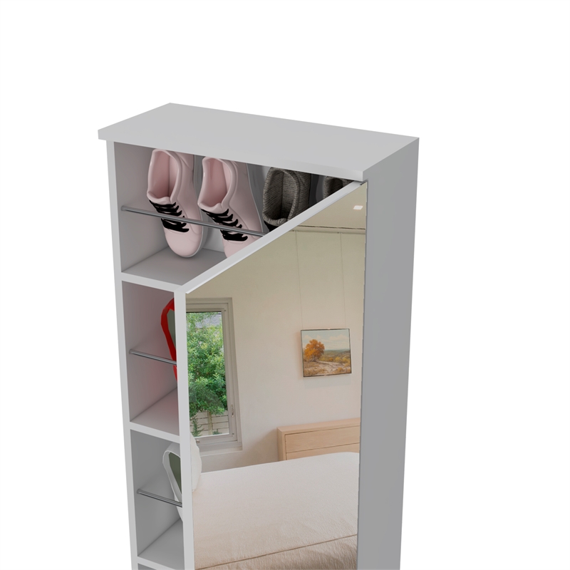 Pemberly Row White Wall Mounted Shoe Rack With Mirror Cymax Business