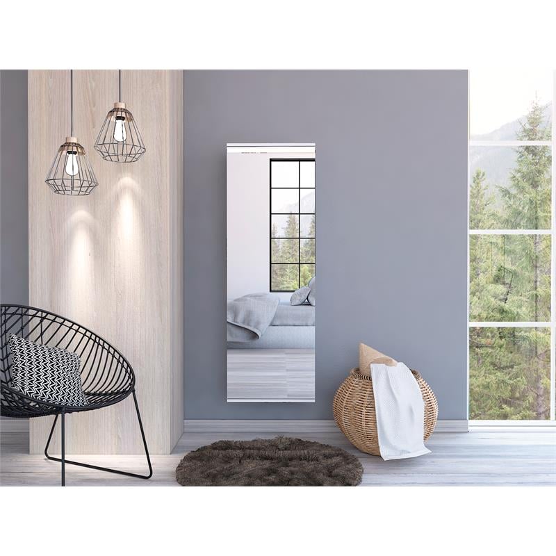 Pemberly Row White Wall Mounted Shoe Rack With Mirror