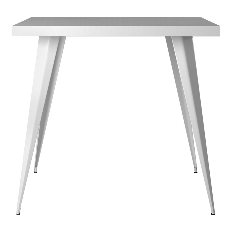 Pemberly Row Metal Dining Table with Metal Legs in White