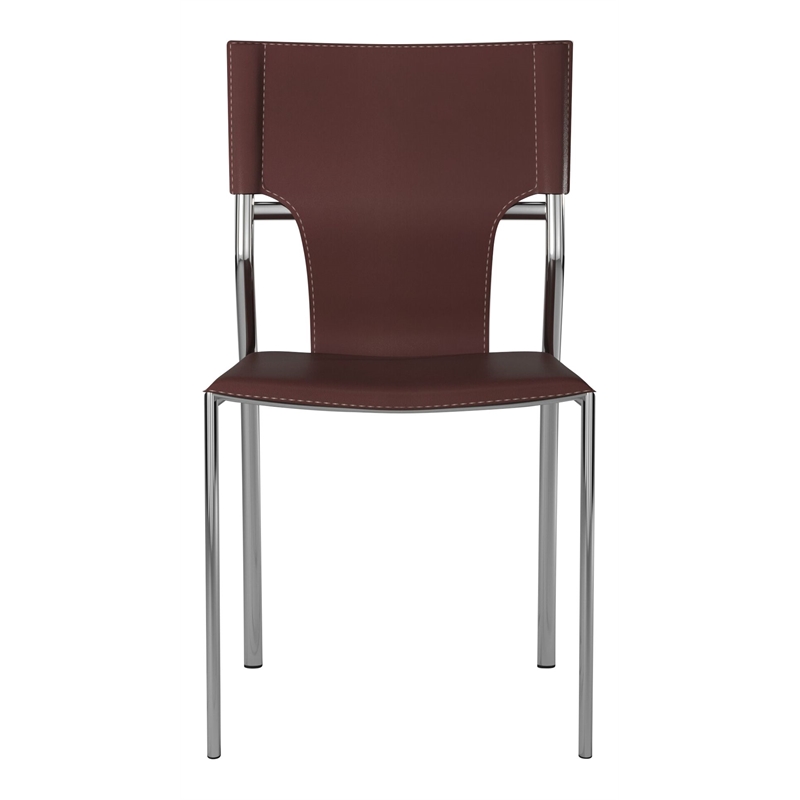 Pemberly Row Faux Leather Dining Chair in Dark Brown (Set of 4)