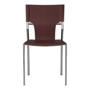 Pemberly Row Faux Leather Dining Chair in Dark Brown (Set of 4)