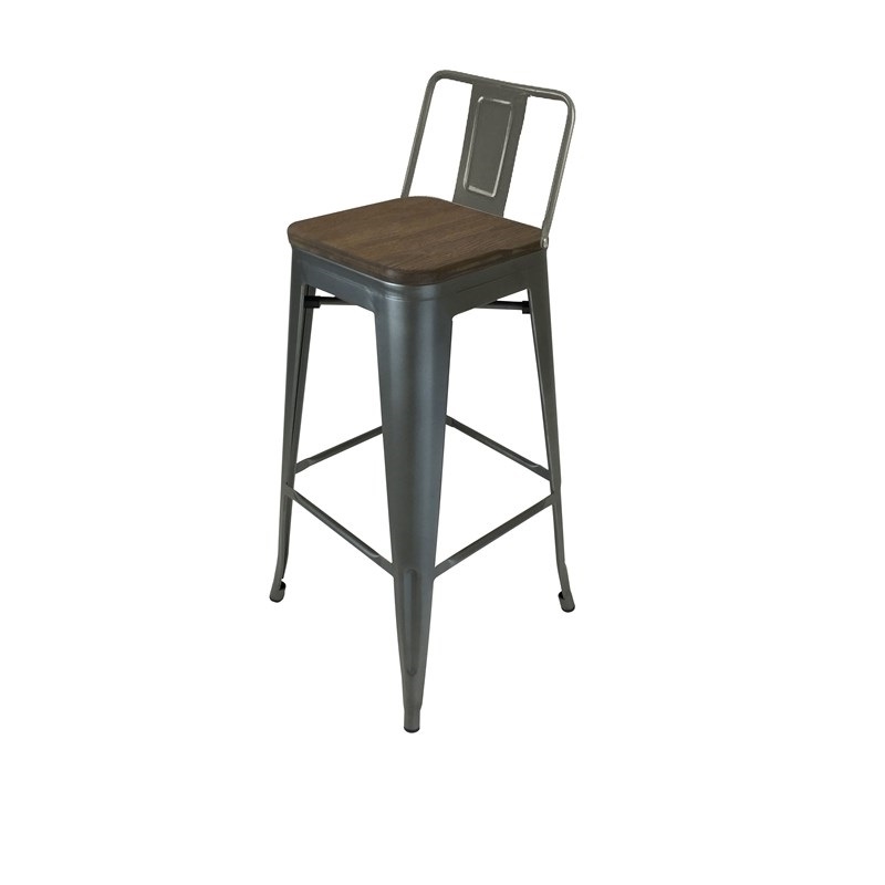 Pemberly Row Contemporary Metal Barstool in Natural (Set of 4)