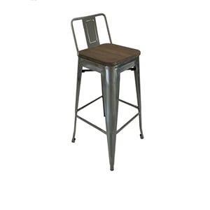 Pemberly Row Contemporary Metal Barstool in Natural (Set of 4)