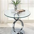 Pemberly Row Contemporary Metal End Table with Glass Top in Chrome