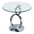 Pemberly Row Contemporary Metal End Table with Glass Top in Chrome