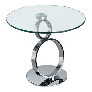 Pemberly Row Contemporary Metal End Table with Glass Top in Chrome