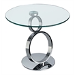 Pemberly Row Contemporary Metal End Table with Glass Top in Chrome