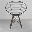 Pemberly Row Metal Wire Arm Chair with Tapering Wood Legs in Brown