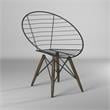 Pemberly Row Metal Wire Arm Chair with Tapering Wood Legs in Brown