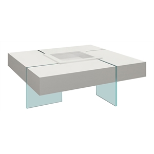 pemberly row glass coffee table with removeable center tray in white