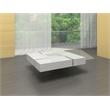 Pemberly Row Glass Coffee Table with Removeable Center Tray in White