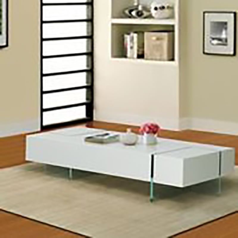 Pemberly Row Coffee Table with 19mm Tempered Glass Base in White