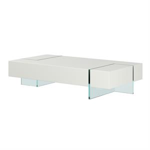 pemberly row coffee table with 19mm tempered glass base in white