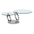 Pemberly Row Glass Top Coffee Table with Round Base in Chrome