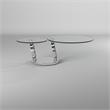 Pemberly Row Glass Top Coffee Table with Round Base in Chrome