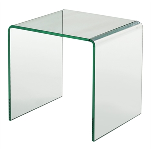Pemberly Row 18&quot Glass End Table with Rounded Edges in Clear