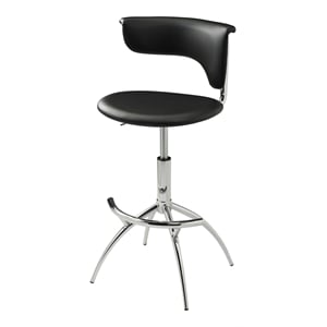 Pemberly Row Adjustable Bar Stool in Black and Chrome