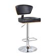 Pemberly Row PU Cover and Wood Barstool with Pedestal Base in Black/Chrome