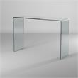 Pemberly Row Sleek and Simple 12mm Bent Glass Sofa Table in Clear