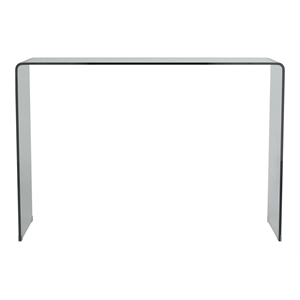 pemberly row sleek and simple 12mm bent glass sofa table in clear