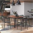 Pemberly Row Rustic Reclaimed Wood Top Dining Table with Metal Base in Black