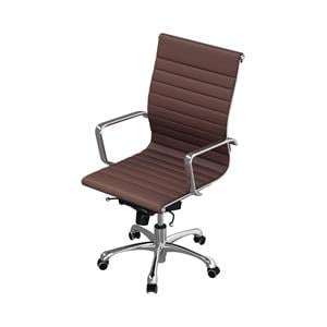 Pemberly Row 18-21&quot Faux Leather Low Back Office Chair in Dark Brown/Chrome